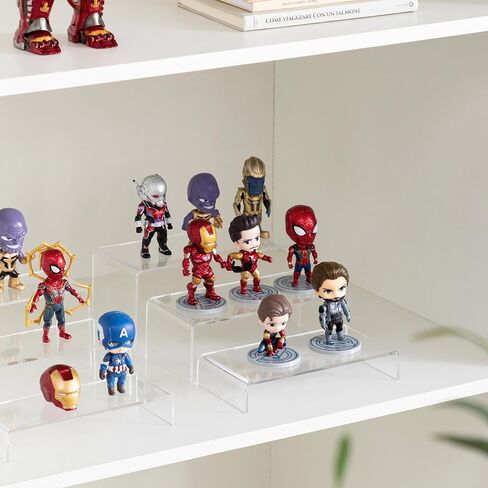 HBlife 6 PCS Display Risers (8",8.4",8.8") , 4 inch Wide Rectangular Showcase Collectibles Display Shelf, Acrylic Display Stand for Funko Pop Figures Cupcake Perfume Jewelry, Clear Medium in Saudi Arabia