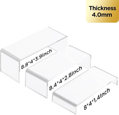 HBlife 6 PCS Display Risers (8",8.4",8.8") , 4 inch Wide Rectangular Showcase Collectibles Display Shelf, Acrylic Display Stand for Funko Pop Figures Cupcake Perfume Jewelry, Clear Medium in Saudi Arabia