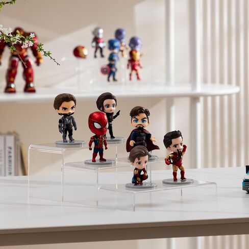 HBlife 6 PCS Display Risers (8",8.4",8.8") , 4 inch Wide Rectangular Showcase Collectibles Display Shelf, Acrylic Display Stand for Funko Pop Figures Cupcake Perfume Jewelry, Clear Medium in Saudi Arabia