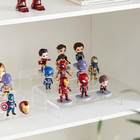 رافعات عرض HBlife 6 قطع (8"، 8.4"، 8.8")، رف عرض مستطيل بعرض 4 بوصات، حامل عرض أكريليك لشخصيات Funko Pop مجوهرات العطور كب كيك، متوسط ​​شفاف in Kuwait