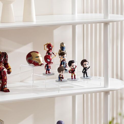 رافعات عرض HBlife 6 قطع (8"، 8.4"، 8.8")، رف عرض مستطيل بعرض 4 بوصات، حامل عرض أكريليك لشخصيات Funko Pop مجوهرات العطور كب كيك، متوسط ​​شفاف in Kuwait