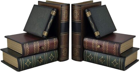 Bellaa Classic Wooden Book Bookends Library Hidden Drawers Vintage Cool Creative Unique Decorative Books Support Shelves Desk Organizer in Saudi Arabia