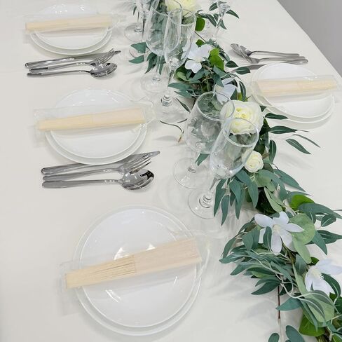 SL crafts 24 قطعة من مروحة اليد الحريرية المقلد الأبيض المصنوعة من الخيزران والمحمولة باليد ومروحة مطوية لحفلات الزفاف والرقص في الكنيسة مع حقائب هدايا (أبيض) in Kuwait