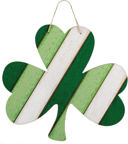 Vibrant Green Shamrock Hanging MDF Sign with Rope Hanger (13" x 14") - 1 Pc. - Perfect for Irish-Themed Decor, Parties & Celebrations in Saudi Arabia