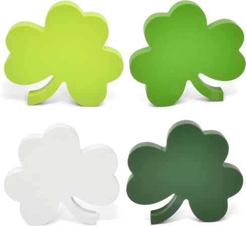 Gift Boutique 4 St Patrick's Day Shamrock زينة طاولة خشبية قطعة مركزية على شكل كتلة البرسيم صينية متدرجة من الأيرلندية وديكور على سطح الطاولة لمستلزمات حفلات القديس باتريك من الخشب المنزلي in Saudi Arabia