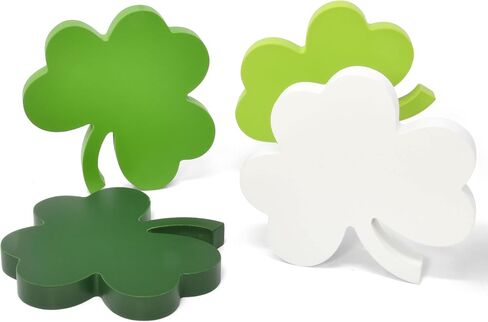 Gift Boutique 4 St Patrick's Day Shamrock زينة طاولة خشبية قطعة مركزية على شكل كتلة البرسيم صينية متدرجة من الأيرلندية وديكور على سطح الطاولة لمستلزمات حفلات القديس باتريك من الخشب المنزلي in Saudi Arabia