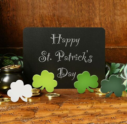 Gift Boutique 4 St Patrick's Day Shamrock زينة طاولة خشبية قطعة مركزية على شكل كتلة البرسيم صينية متدرجة من الأيرلندية وديكور على سطح الطاولة لمستلزمات حفلات القديس باتريك من الخشب المنزلي in Saudi Arabia