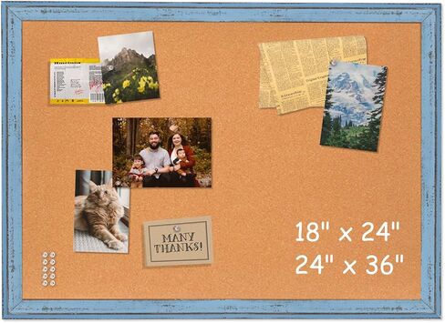 لوحة إعلانات لوحة الفلين - 4 أفكار مقاس 24 × 18 بوصة لوحة مذكرة الفلين مع إطار خشبي أبيض طراز عتيق للعرض وتنظيم المنزل والمكتب والمطبخ، 10 دبابيس دفع in Kuwait