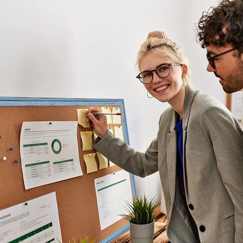 لوحة إعلانات لوحة الفلين - 4 أفكار مقاس 24 × 18 بوصة لوحة مذكرة الفلين مع إطار خشبي أبيض طراز عتيق للعرض وتنظيم المنزل والمكتب والمطبخ، 10 دبابيس دفع in Kuwait