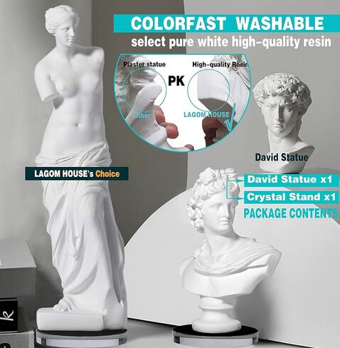 LAGOM HOUSE Greek Statue of David Head 6" Greek David Statue Bust Statue Sculpture Figurine Michelangelo Replica, Roman Greek Mythology Decor for Home/Office/Wedding/Party in Saudi Arabia