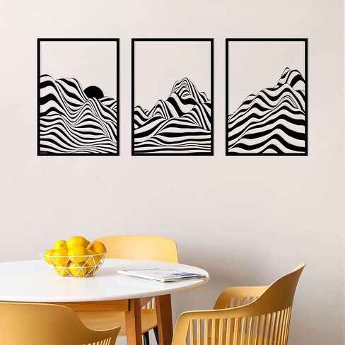 ZNZAPO 3 Pcs Metal Mountain Wall Art Abstract Line Wall Decor Modern Minimalist Wall Art Sculptures for Living Room Home Bedroom Office in Saudi Arabia