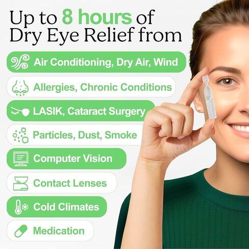 Archie's Remedies, تخفيف جفاف العين، قطرات العين فائقة التشحيم، تركيبة نظيفة وقوارير خالية من المواد الحافظة، استخدام واحد، للتهيج واحمرار العيون، دموع طبيعية، 60 قطعة in Saudi Arabia