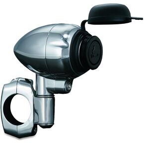 Kuryakyn 1423 Motorcycle Handlebar Accessory: Electrical Power Point/Device Charger with Mounting Clamp, Universal Fit for 1" Diameter Handlebars, Chrome , Black