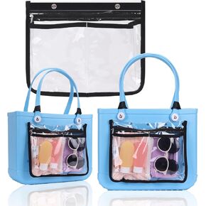 Clear Bogg Bag Pouch for Bogg Bag Accessories Clear Beach Tote Bag Storage Travel Cosmetic Organizer (Black)