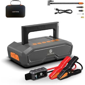 2500A Car Jump Starter with 150 PSI Air Compressor 24000mAh, 12V Car Battery Charger Jump Box for Car(up to 9L Gas and 8.5L Diesel) with LED Light, Portable Jump Starter Battery Pack