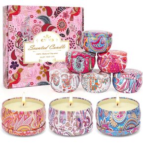 Scented Candles Gifts Set for Women, 9 Pack Aromatherapy Candles Pack Soy Wax Include Lavender, Jasmine and Vanilla Scented for Bridesmaid, Birthday, Valentine's, Mother's Day, Bath, Yoga