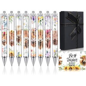 8 Pcs Dog Lover Ballpoint Pens Retractable Black Ink Cartoon Dog Lover Pen with Black Gift Box and Greeting Card for Women Men Teacher Students Gifts Journaling School Office Supplies