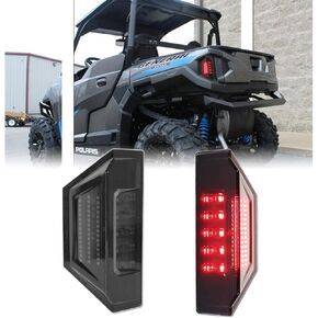 Upgraded 2 PCS UTV Tail Lights for Polaris Ranger 570 Full Size XP 900 Ranger 570 900 1000 GENERAL 1000 2015 - 2020, [Double Side Full LED Design] Red LED Taillights Rear Brake Stop Light-Smoked Lens