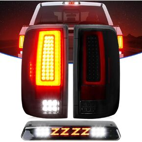 LED Tail Light Fit for Ford F150 2004-2008 Fleetside/Styleside Bed Model (Fit Factory Halogen Type) Rear Brake Lamp Taillight Assembly, Black Housing Smoke Lens