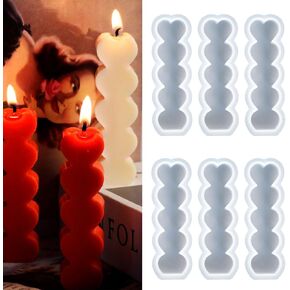 mdgfge 6 Pcs Love Heart Shape Candle Silicone Molds for Making Candle Resin Pillar Aromatherapy Candles Wax Soap Flower Specimen Valentine's Day Party DIY Favor Craft Art Tool Supplies