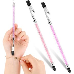 2 PCS Bracelet Helper Tool Bracelet Tool Jewelry Helper Hand Bracelet Helper to Put on Yourself Stainless Wearing Assistance Tool Fastening Hooking Equipment for Bracelet Watch Necklace (Pink Purple)