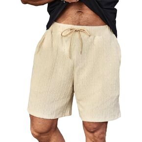 Verdusa Men's Drawstring Waist Straight Leg Casual Shorts with Slant Pocket