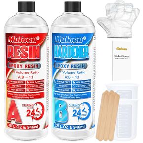 64oz Epoxy Resin Kit- Crystal Clear Epoxy Resin Kit No Yellowing & No Bubble 2 Part Casting Resin for Art DIY Jewelry Resin Craft Desktop Coating Casting