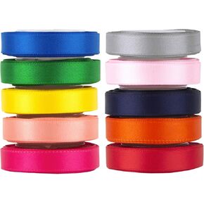 VATIN Pastel Rainbow Ribbon Pastel Ribbon Assortment Satin Rainbow Colored Ribbon 3/8" X 50 Yards Pastel Ribbons for Crafts Thin Ribbon for Gift Wrapping Party Decoration DIY Handmade Hair Bows