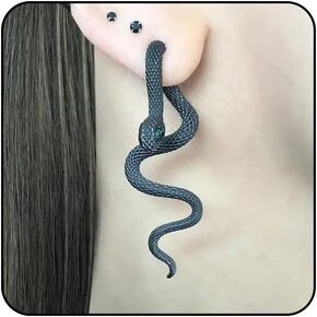 Gold Snake Earrings for Women Silver Snake Dangle Earrings Black Snake Drop Earrings Snake Jewelry Halloween Goth Earrings Punk Snake Accessories Gothic Earrings Sperppent Edgy Grunge Earrings