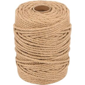 1/4 Inch x 328 Feet Craft Jute Rope, 6mm x 100m Natural Jute Twine Rope, Twisted Hemp Rope Manila Rope for Gardening, Bundling