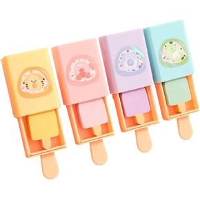 4pcs - Popsicle Shaped Fun Magic Box Eraser Cute Cartoon Ice Cream Chip Eraser-Fun erasers (4 pieces)