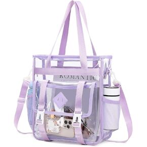 Clear Tote Bag Stadium Approved 12x6x12, Thickened Heavy Duty PVC Transparent Tote Bag Water Resistant