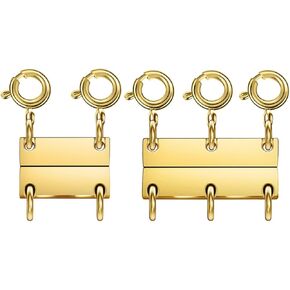 Layering Magnetic Necklace Clasps, Multiple Necklace Clasp,Necklace Clasps for Layered Look，Stainless Steel Chain Link Clasps for Necklaces and Bracelets, Silver, Gold (4pcs|Golden Silver A)