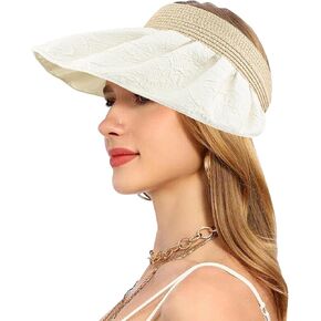 Sun Hat Large Wide Brim 5.5 Inch UPF50+ UV Protection Variable Headband Folding Multifunctional Hat with Hair Clip Headband