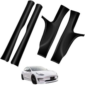 Door Sill Protector, Matte TPE Front and Rear Door Accessories Compatible with Tesla Model 3 2017-2023, Car Pedal Kick Protection Strip Styling Covers Accessories