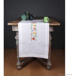 Vervaco Stamped Table Runner Cross Stitch Kit 16"X40"-Fresh Flowers -V0170777