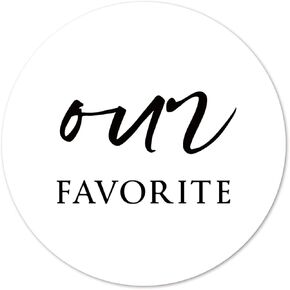 White Our Favorite Mini Stickers, 1 Inch Wedding Party Favor Sticker Labels, 120-Pack