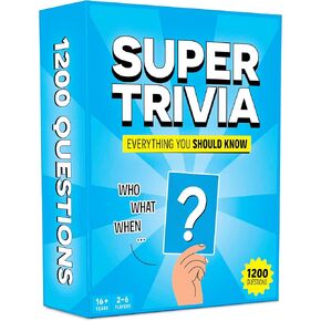 Super Trivia Games for Adults with 1200 Questions - Fun Board Game with Trivia Cards - Trivia Game for Family with Teens and Adults - Fun Party Games for Teenage Boy Gifts