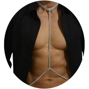 Rhinestone Harness Bra Body Chain for Men Sexy Bikini Crystal Bra Body Chain Lingerie Body Chain Festival Rave Waist Chain Body Accessories Jewelry for Women