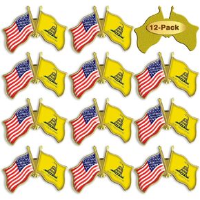 6/12/50/100Pcs-American USA Don't Tread On Me Flag Lapel Pins Bulk -1.5" United States US Gadsden Snake Tea Party Pins Badge Brooch Souvenir