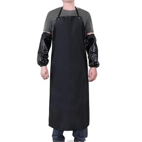 Somotersea Waterproof Rubber Vinyl Apron and Arm Sleeves Covers Ultra Lightweight Chemical Resistant Industrial Apron