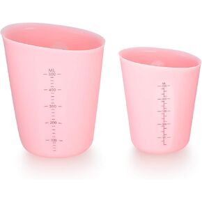 2 Pcs 250 ml/500 ml Silicone Measuring Cups, Silicone Reusable Mixing Pouring Measure Cups, Melt Stir Squeeze & Pour Measuring Cups for Epoxy Resin Casting Moulds Cups (Pink)