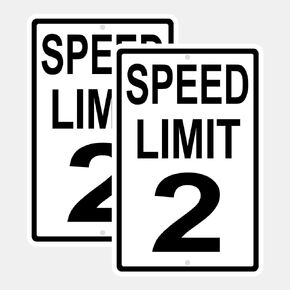 Speed Limit 2 Mph Sign Slow Down Sign 8x12inches Traffic Sign Party Supply Party Decor (2 Pack)
