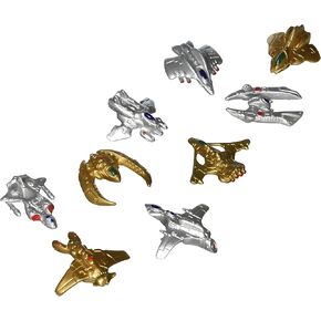Dozen Miniature 1"-1.5" Gold and Silver Toy Plastic Space Ships