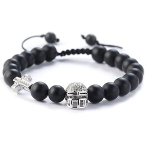 Lepida Football Helmet & Cross Mens Bracelet To My Son Natural Stone Bracelet Belief Encourage Faith in Kuwait
