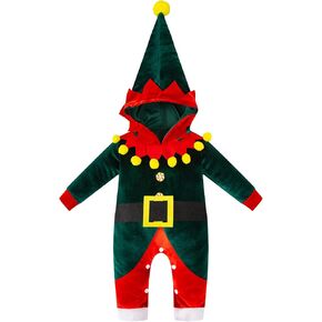 MOMMY'S NEW MAN Infant Unisex Baby Christmas Costume The Green Furry Monster Costume And Christmas Elf Costume