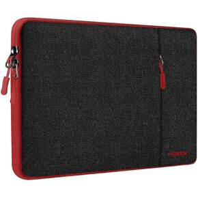 Slim Laptop Case 13.3 14 inch Sleeve, Rainproof & Shockproof Carrying Case for Notebooks Compatible with MacBook Pro 14" and All Models 13.3" MacBook Air/Pro, Most Popular 13"-14" PC,Black-red