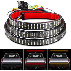 Linkstyle 60" LED Tailgate Light Bar, 684 LEDs Four Rows Truck Tailgate Light Strip, Running Light Brake/Turn Signal/Reverse Light for Trucks Pickup Trailer SUV RV Van