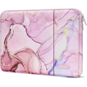 MOSISO Laptop Sleeve Compatible with MacBook Air/Pro, 13-13.3 inch Notebook, Compatible with MacBook Pro 14 inch M3 M2 M1 Chip Pro Max 2023-2021, Polyester Vertical Bag with Pocket Marble MO-MBH216