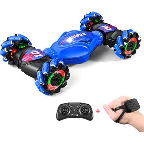 سيارة RC Gesture RC، 2.4 جيجاهيرتز 4WD سيارة حيلة RC بمستشعر للإيماءات، ألعاب سيارات RC للتحكم عن بعد، سيارة RC للطرق الوعرة تدور 360 درجة مع أضواء وموسيقى للأطفال بعمر 8 سنوات فما فوق، حفلة عيد ميلاد عيد الميلاد، أزرق